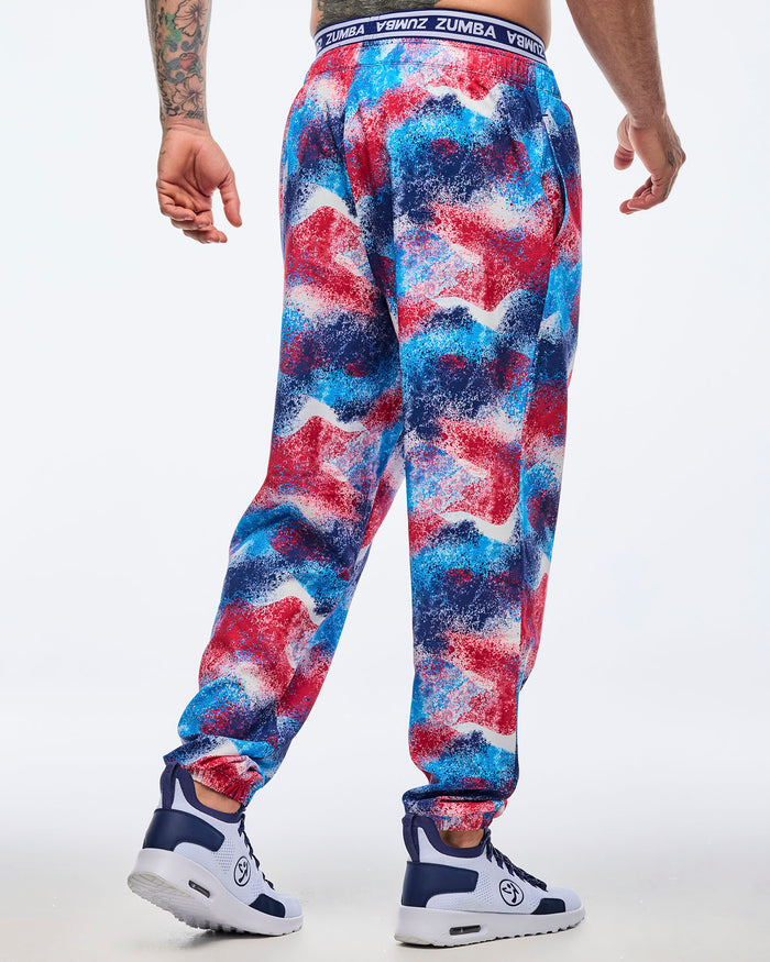 Blue/Pink # Apres Zumba Double Waisted Slouch Woven Pants