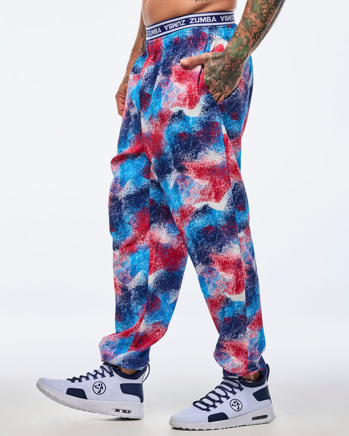 Blue/Pink # Apres Zumba Double Waisted Slouch Woven Pants