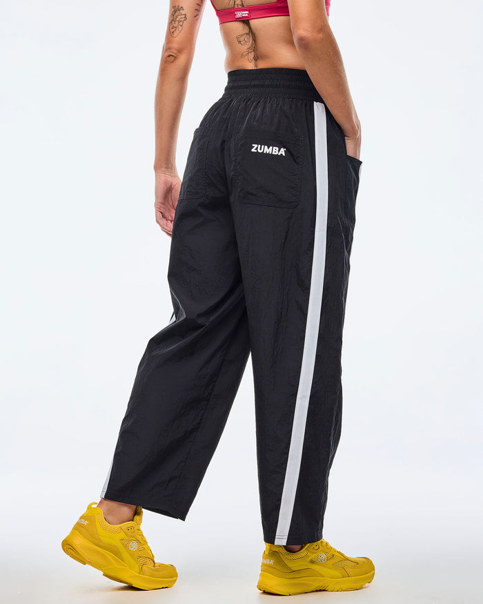 Bold Black # Apres Zumba High Rise Crop Track Pants