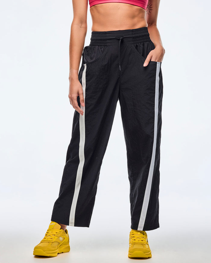 Bold Black # Apres Zumba High Rise Crop Track Pants
