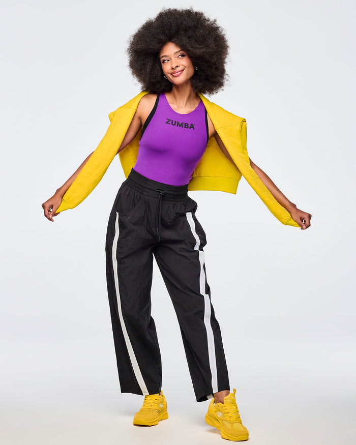 Bold Black # Apres Zumba High Rise Crop Track Pants