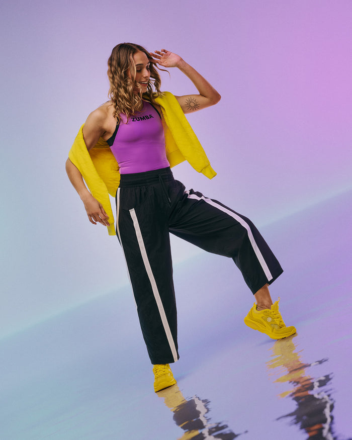Purple Power # Apres Zumba High Rise Crop Track Pants