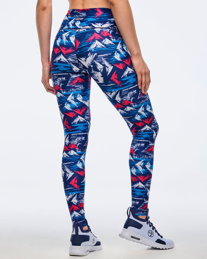 Blue/White # Apres Zumba High Waisted Ankle Leggings - Blue/White