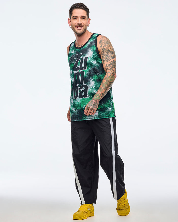 Black/Green # Apres Zumba Men's Basketball Tank