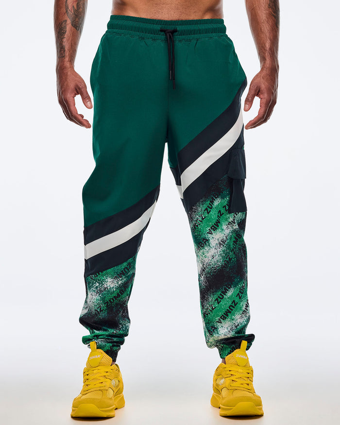 Black/Green # Apres Zumba Men's Woven Cargo Pants