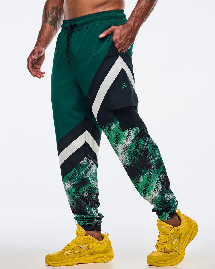 Black/Green # Apres Zumba Men's Woven Cargo Pants