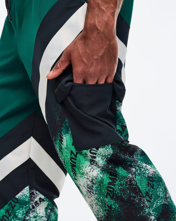 Black/Green # Apres Zumba Men's Woven Cargo Pants
