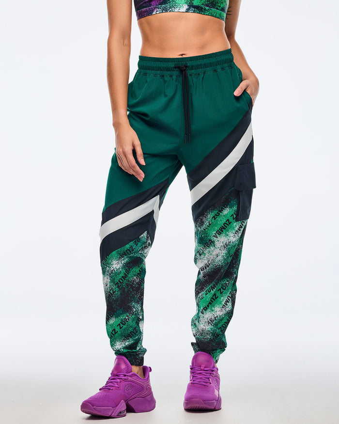 Black/Green # Apres Zumba Men's Woven Cargo Pants