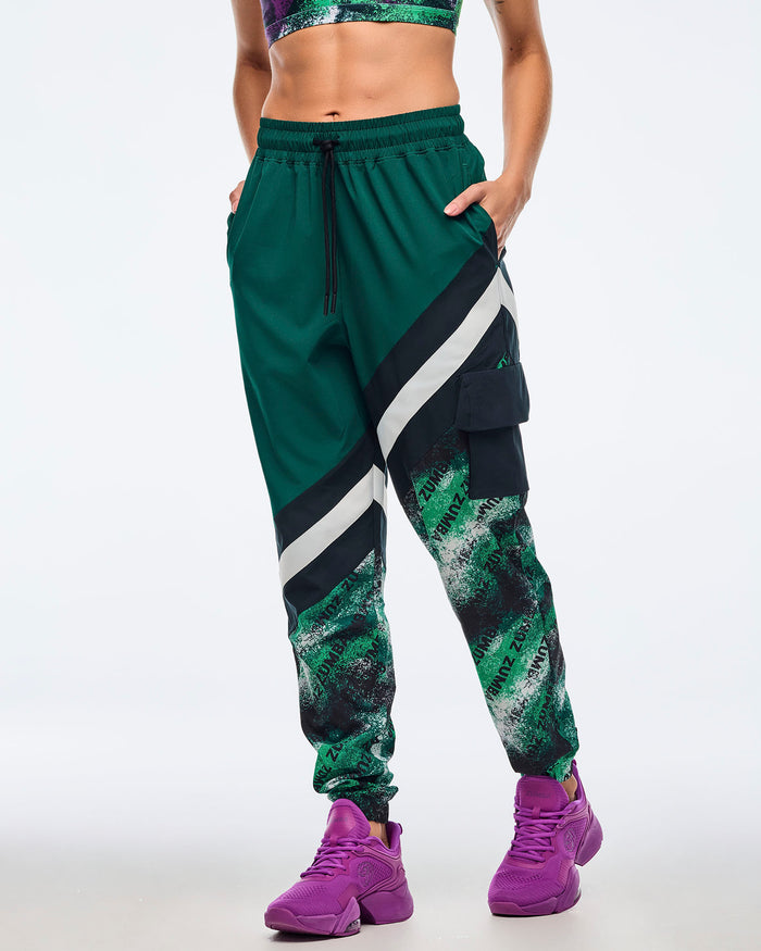 Black/Green # Apres Zumba Men's Woven Cargo Pants