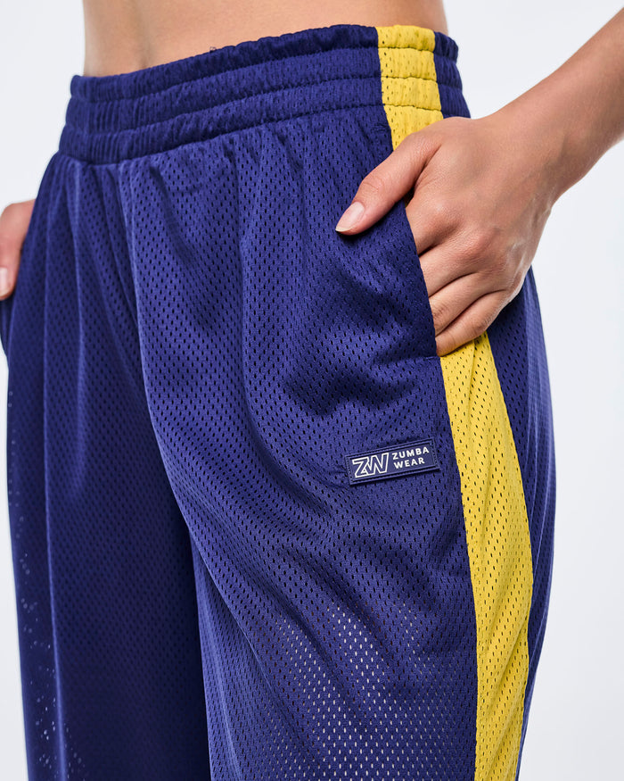 Soft Navy # Apres Zumba Mesh Pants With Inner Shortie