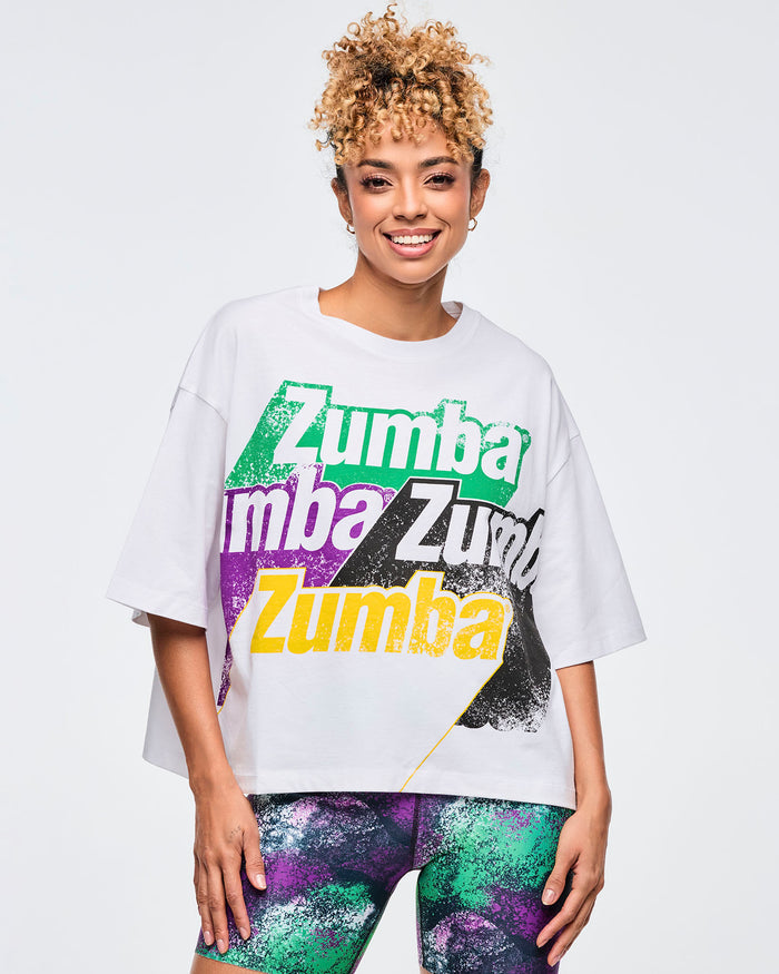 Wear It Out White # Apres Zumba Oversized Boxy Crop Top