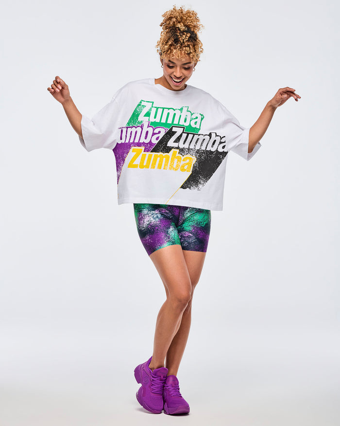 Wear It Out White # Apres Zumba Oversized Boxy Crop Top