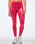 Deep Pink # Apres Zumba Shiny High Waisted Ankle Leggings