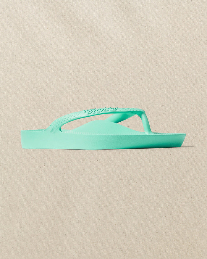 The right angle view of the Southern Tide Archies Mint Arch Support Flip Flop by Southern Tide - Mint