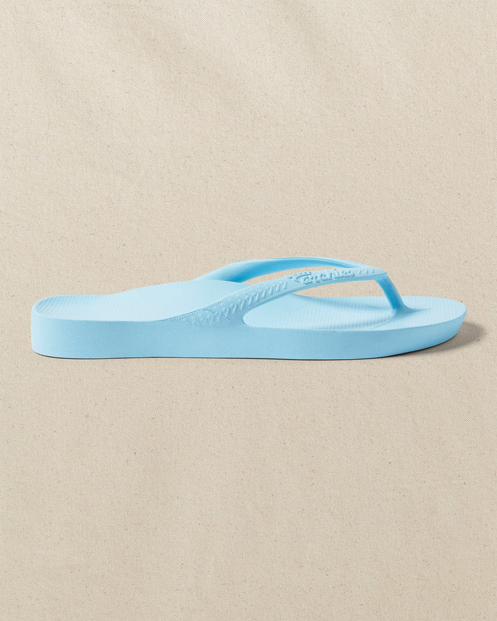The right side view of the Southern Tide Archie's Sky Blue Arch Support Flip Flop by Southern Tide - Sky Blue