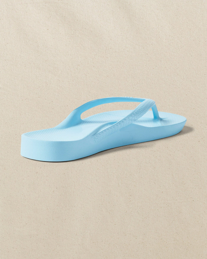 The right back view of the Southern Tide Archie's Sky Blue Arch Support Flip Flop by Southern Tide - Sky Blue