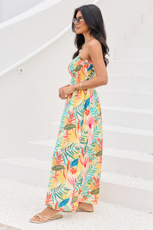 Aria Multi Palm Print Maxi Dress