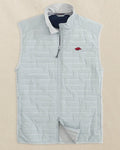 The front view of the Southern Tide Arkansas Razorbacks Abercorn Vest by Southern Tide - Gravel Grey