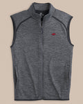 The front view of the Southern Tide Arkansas Razorbacks Baybrook Heather Vest by Southern Tide - Heather Black