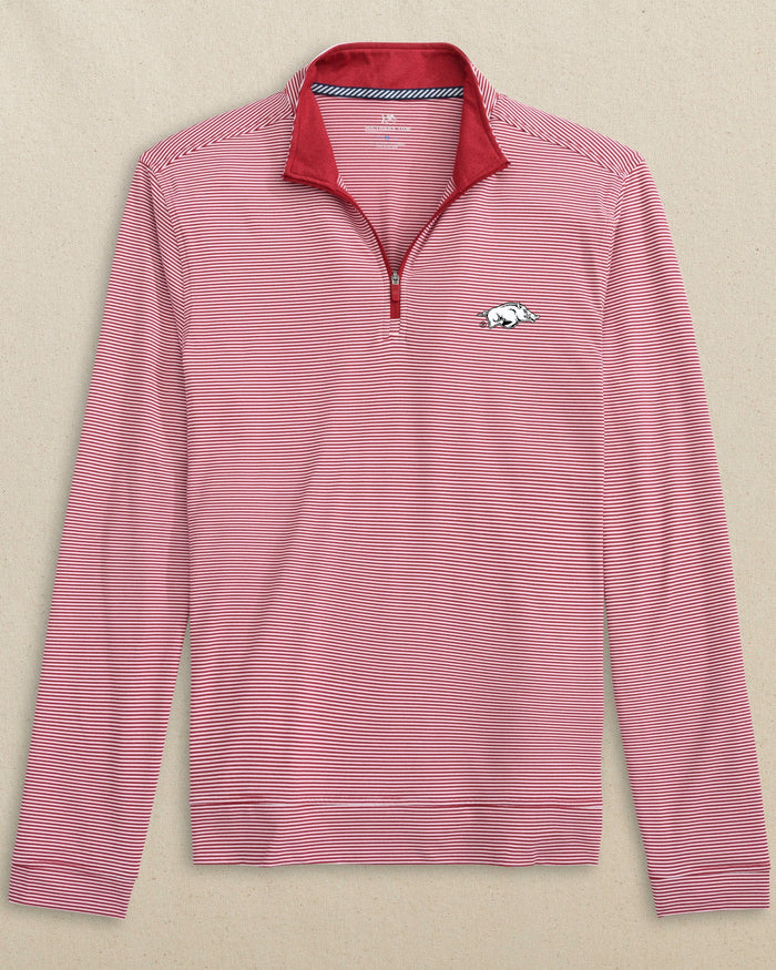 Arkansas Razorbacks Cruiser Micro-Stripe Heather Quarter Zip C_Outerwear Southern Tide