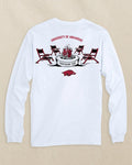 The back view of the Southern Tide Arkansas Razorbacks Gameday Bonfire Long Sleeve T-Shirt by Southern Tide - Classic White