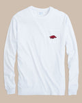 The front view of the Southern Tide Arkansas Razorbacks Gameday Embroidered Long Sleeve T-Shirt by Southern Tide - Classic White