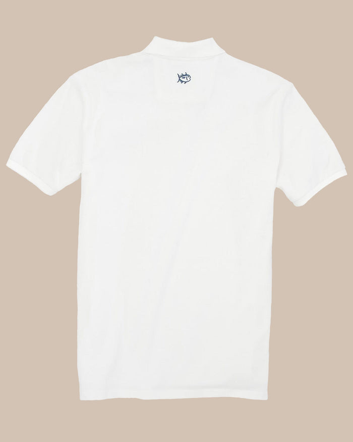 The back view of the Arkansas Razorbacks Pique Polo Shirt by Southern Tide - Classic White