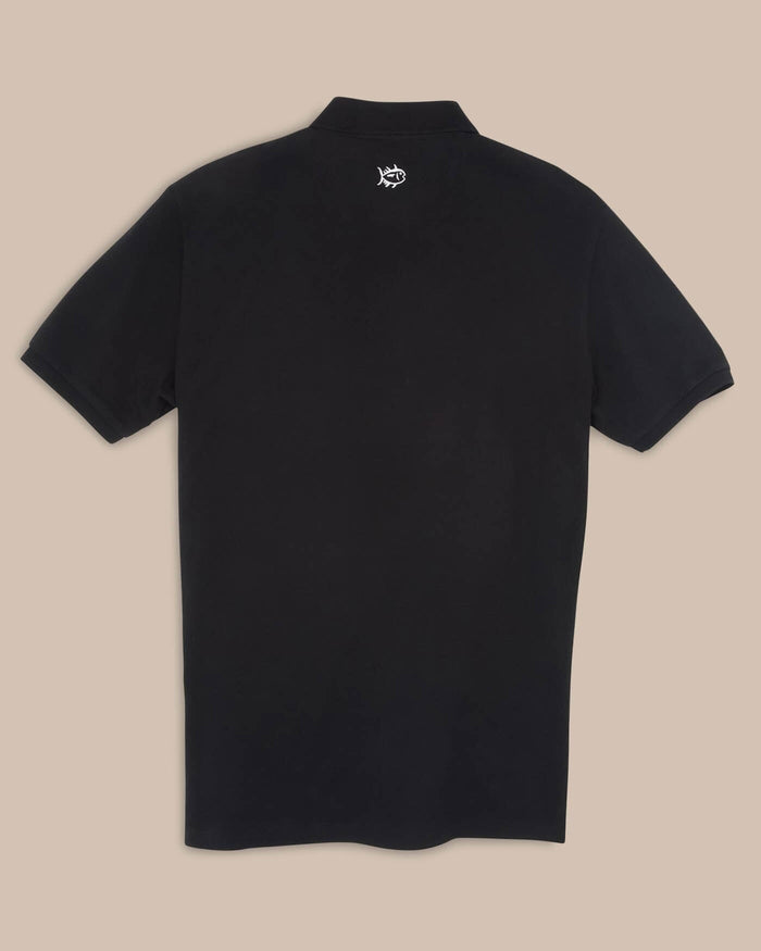 The back view of the Men's Black Arkansas Razorbacks Pique Polo Shirt by Southern Tide - Black