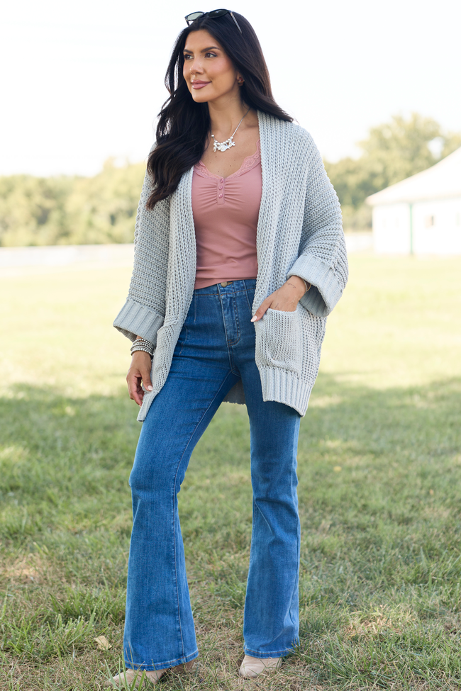 At Ease Grey Oversized Cardigan Sweater