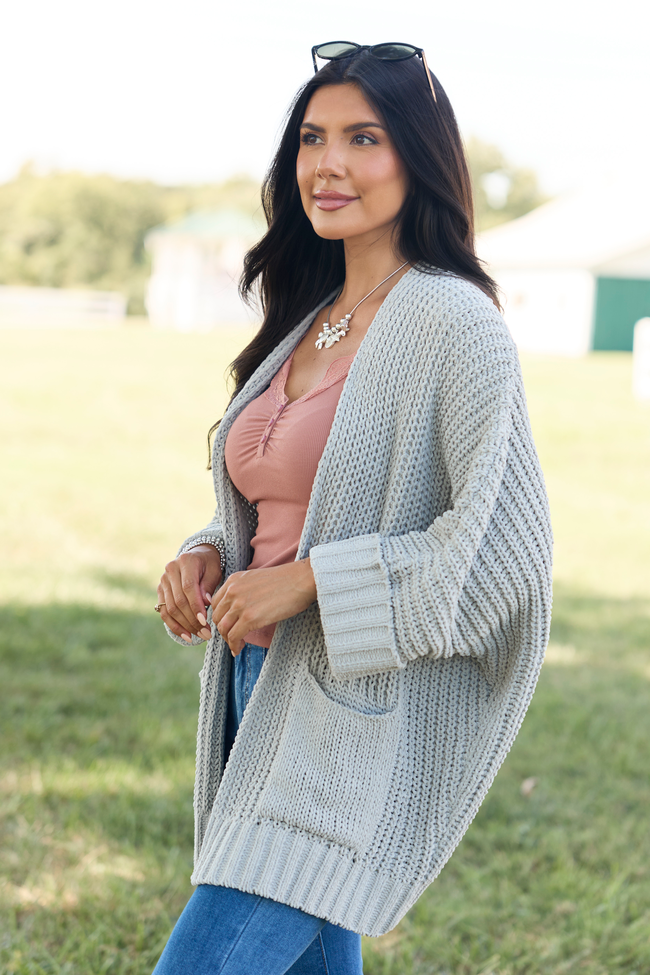 At Ease Grey Oversized Cardigan Sweater
