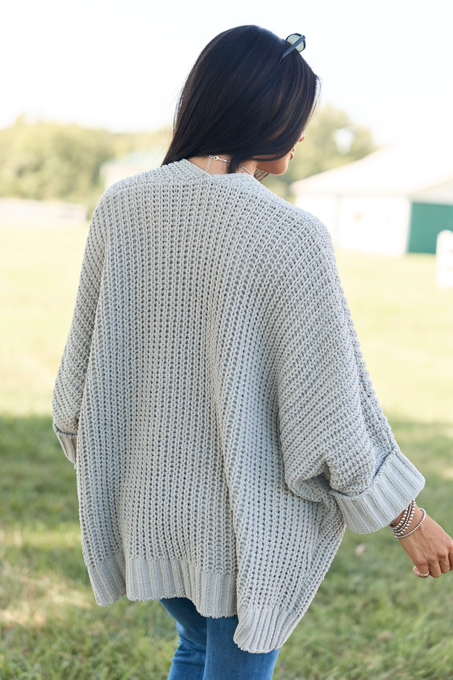 At Ease Grey Oversized Cardigan Sweater