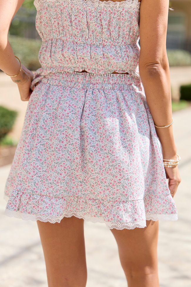 Aubrey Floral Lace Trim Skort FINAL SALE