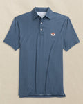 The front view of the Southern Tide Auburn Tiger Head Driver Dunes Edge Plaid Polo by Southern Tide - Navy