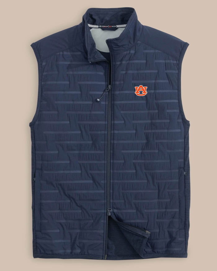 The front view of the Southern Tide Auburn Tigers Abercorn Vest by Southern Tide - True Navy