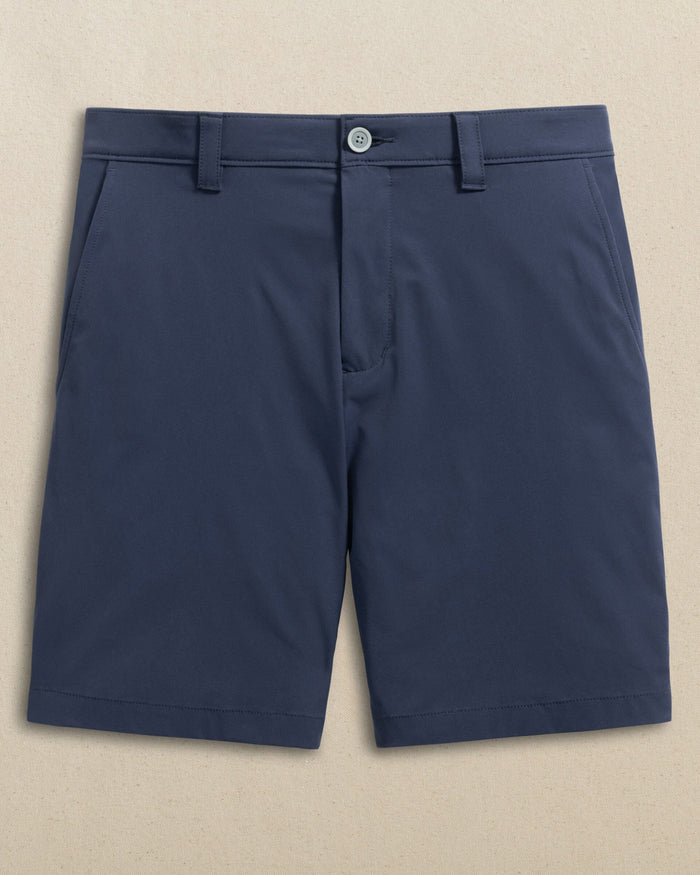 The front view of the Southern Tide Auburn Tigers brrr°®-die 8" Performance Short by Southern Tide - True Navy