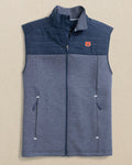 The front view of the Southern Tide Auburn Tigers Coligny Quilted Vest by Southern Tide - Dress Blue