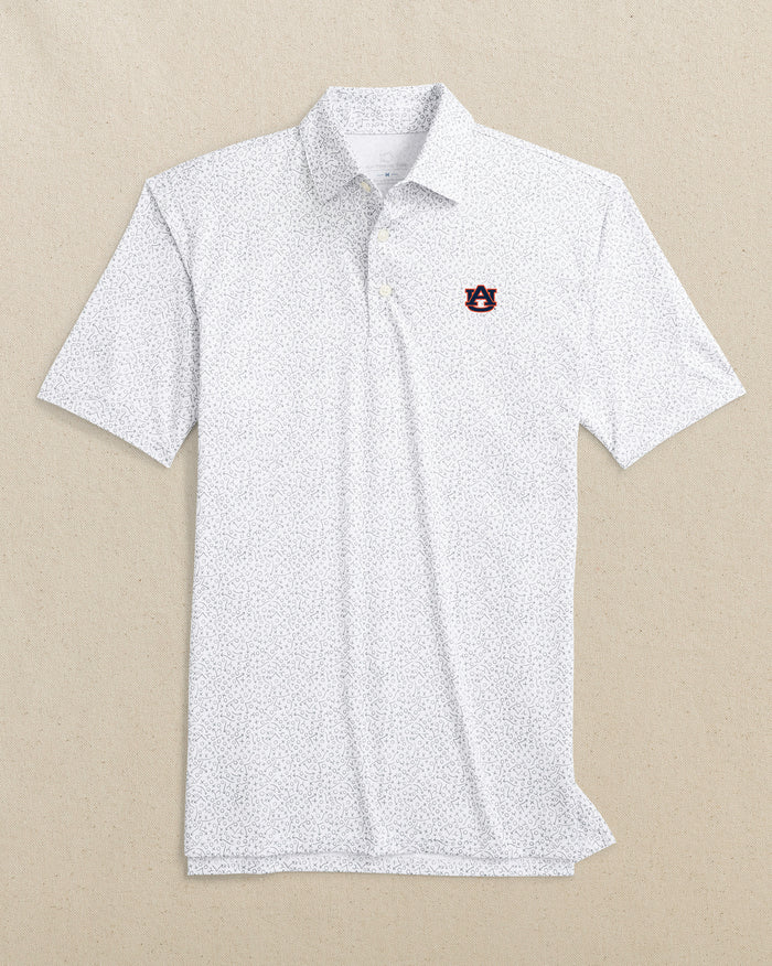 The front view of the Southern Tide Auburn Tigers Driver Gameplay Polo by Southern Tide - Classic White