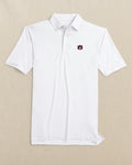 The front view of the Southern Tide Auburn Tigers Driver ST Geo Printed Polo by Southern Tide - Classic White