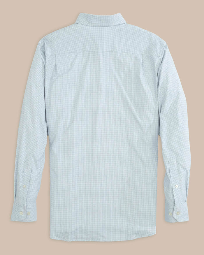 The back view of the Men's Navy Auburn Tigers Gingham Button Down Shirt by Southern Tide - Slate Grey