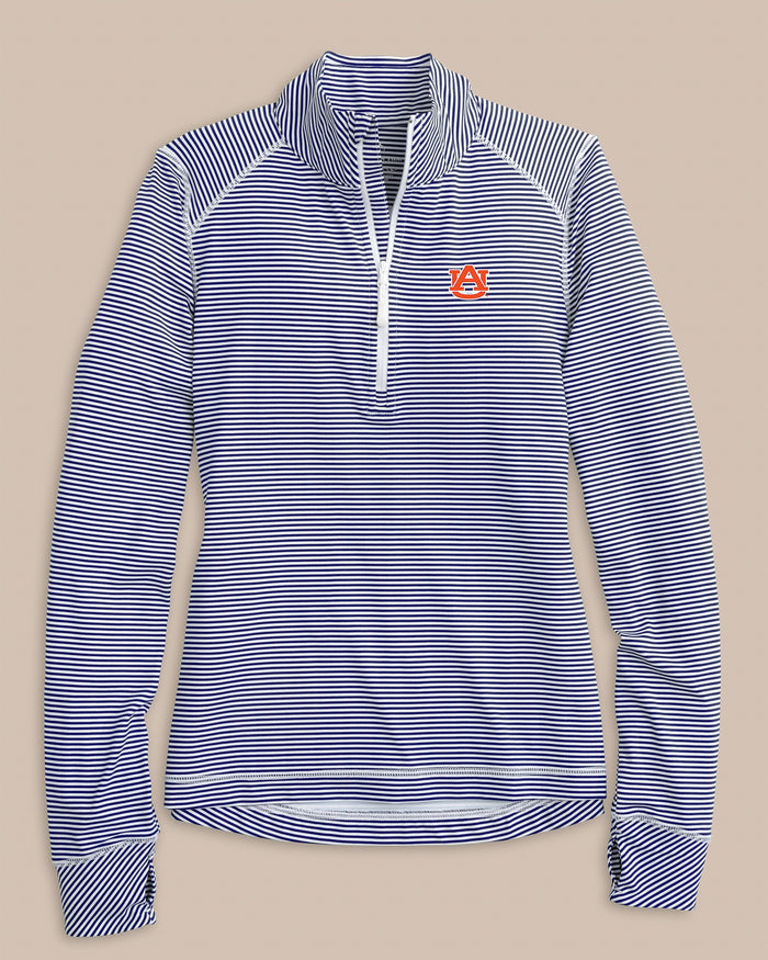 Auburn Tigers Women's Striped Runaround Quarter Zip C_Outerwear Southern Tide
