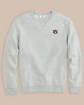 The front view of the Auburn Upper Deck Pullover Sweatshirt by Southern Tide - Heather Slate Grey
