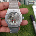 Automatic Skeleton Watch Date Style Watch – Elegant Diamond Markers & Stainless Steel Band