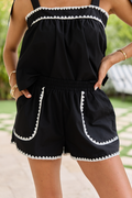 Ava Black Scallop Trim Shorts SALE