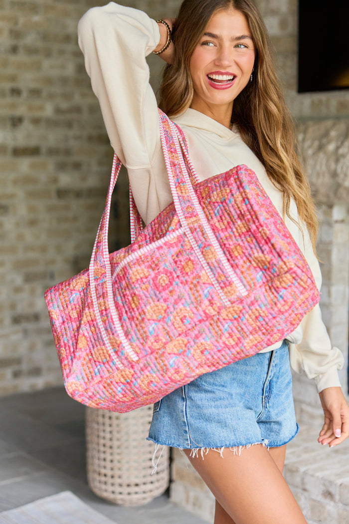 Avery Pink Floral Quilted Weekender FINAL SALE