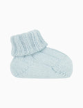 Babbucce bambino lana azzurro tinta unita a coste - Gallo 1927 - Official Online Shop