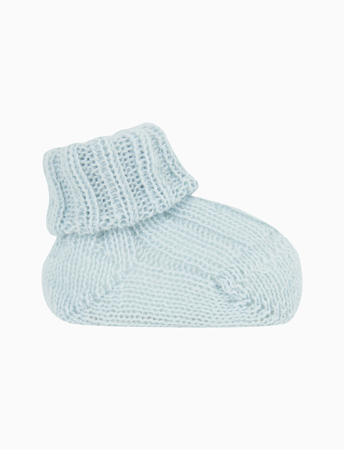 Babbucce bambino lana azzurro tinta unita a coste - Gallo 1927 - Official Online Shop