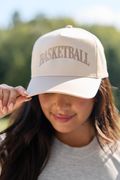 Basketball Natural/Khaki Embroidered Trucker Hat