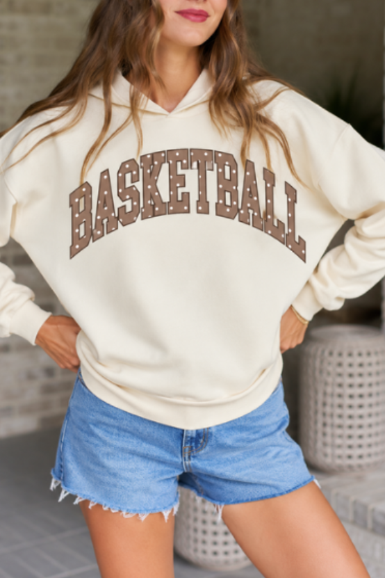 Basketball Polka Dot Cream Graphic Hoodie