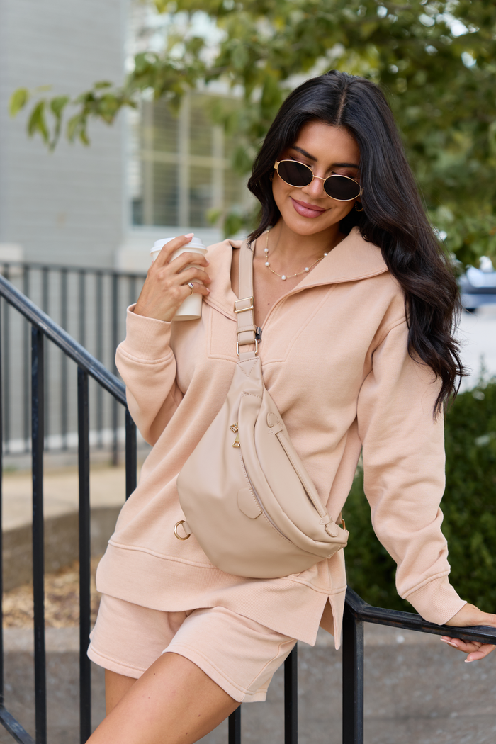 Be Right Back Orange Oversized Acid Washed Quarter Zip