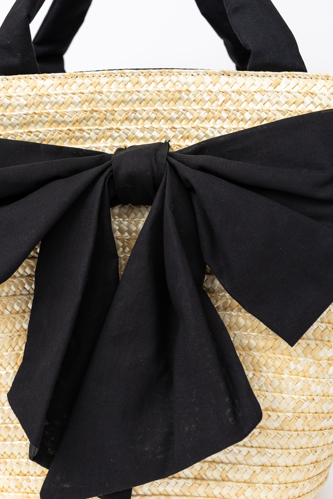 Beckett Black Bow Straw Tote FINAL SALE